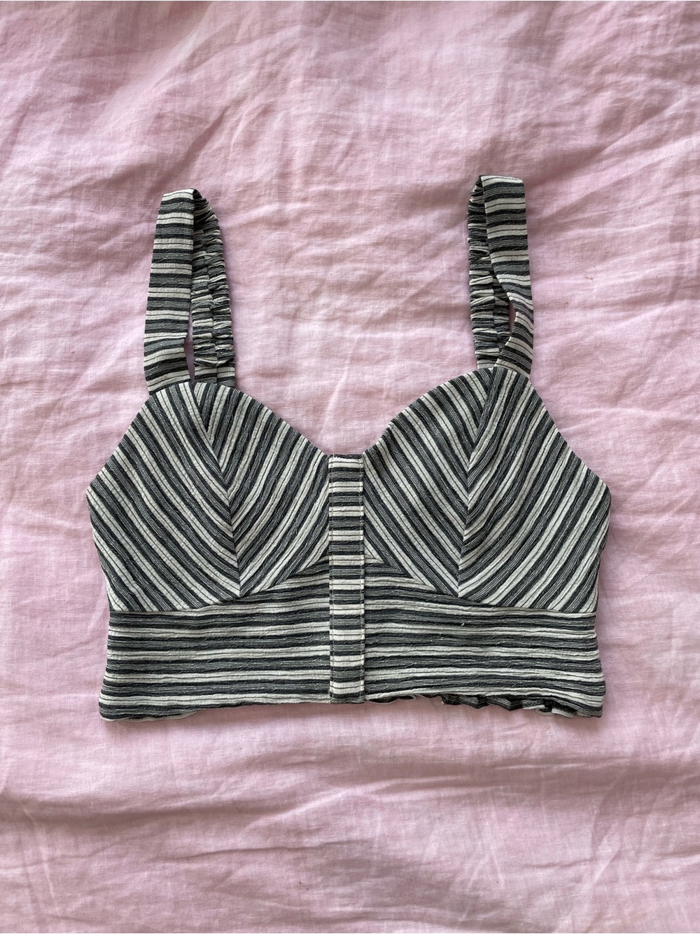 Reformation Black & White Striped Cropped Top